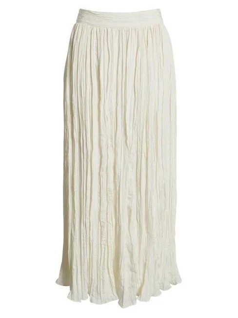Nordstrom Crinkle A-Line Maxwomen's Cream Maxi Skirt In White Sz Xxl New